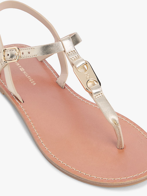 Metallic Leather Toe Post Flat Sandals
