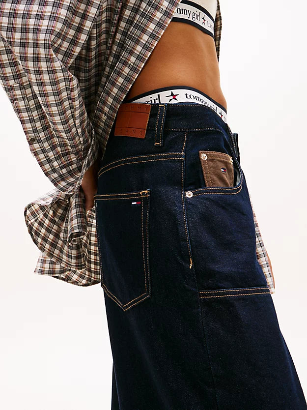 Knee Panel Mid Rise Loose Jeans