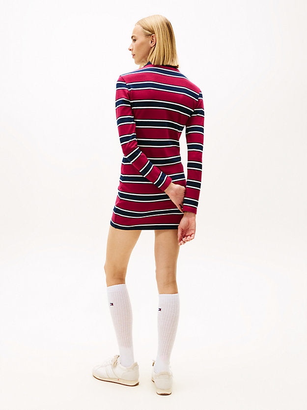 Stripe Pique Slim Mini Polo Dress