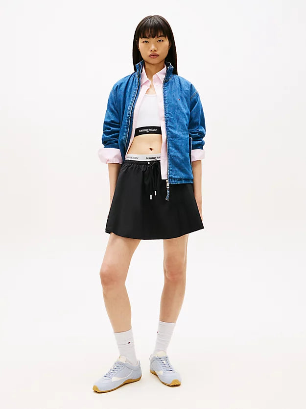 Repeat Logo Tape Poplin Mini Skirt
