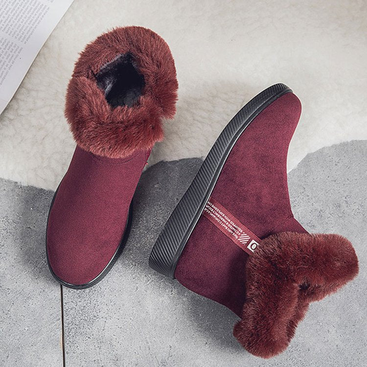 Damen Plüsch-Skistiefel mit seitlichem Reißverschluss