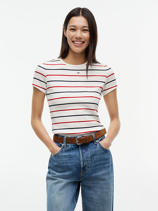 Ribbed Slim Crew Neck T-Shirt