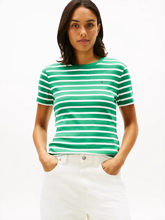 Flag Embroidery Slim Crew Neck T-Shirt