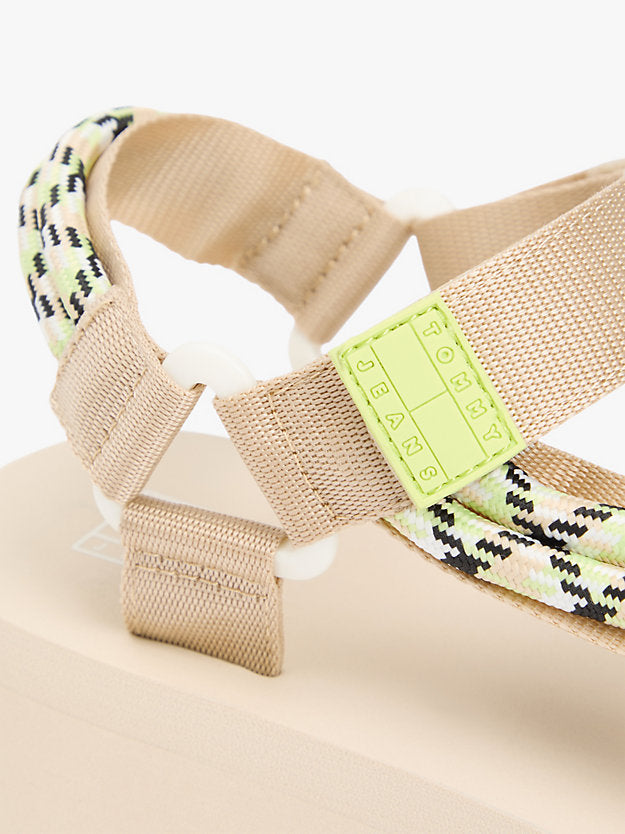 Webbing Rope Cleat Platform Sandals