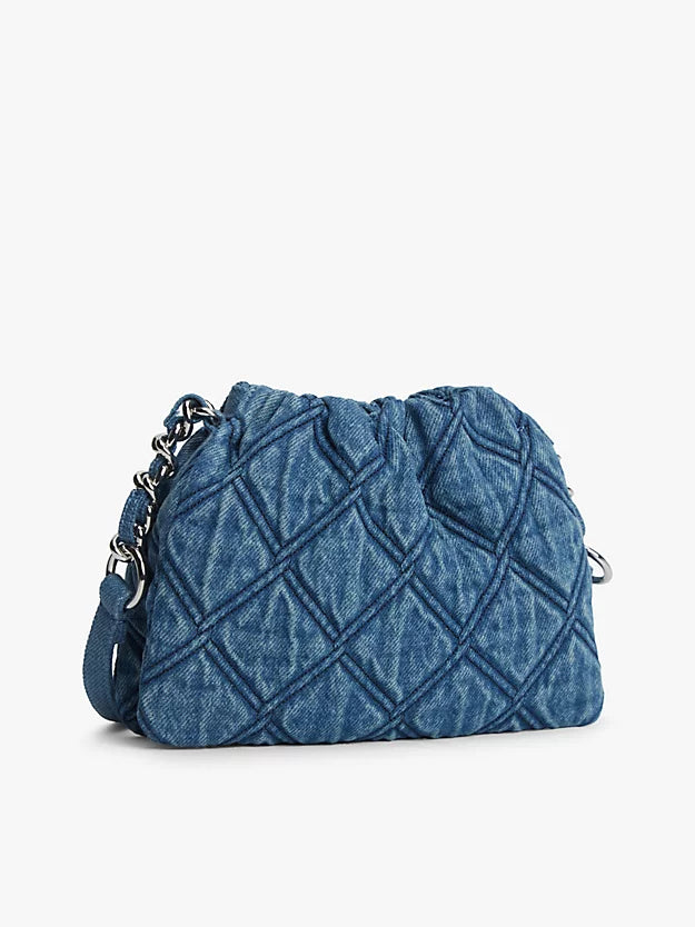 Quilted Denim Monogram Crossbody Bag