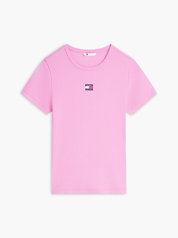 Badge Ribbed Slim T-Shirt