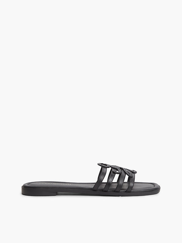 Logo Strap Leather Mules