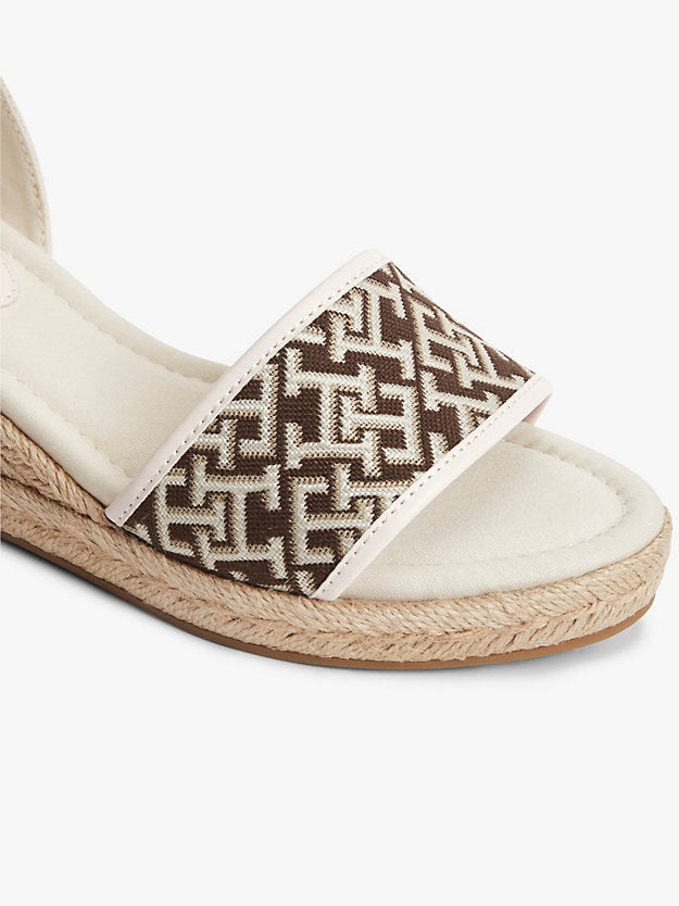 Logo Plaque Jacquard Wedge Heel Espadrilles