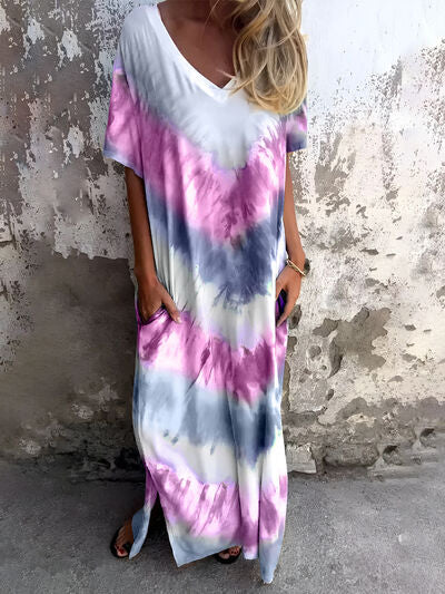 Tie-Dye-Kurzkleid mit Taschen in voller Größe