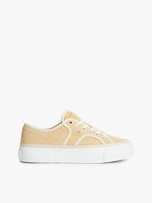 Contrast Piping Canvas Platform Trainers