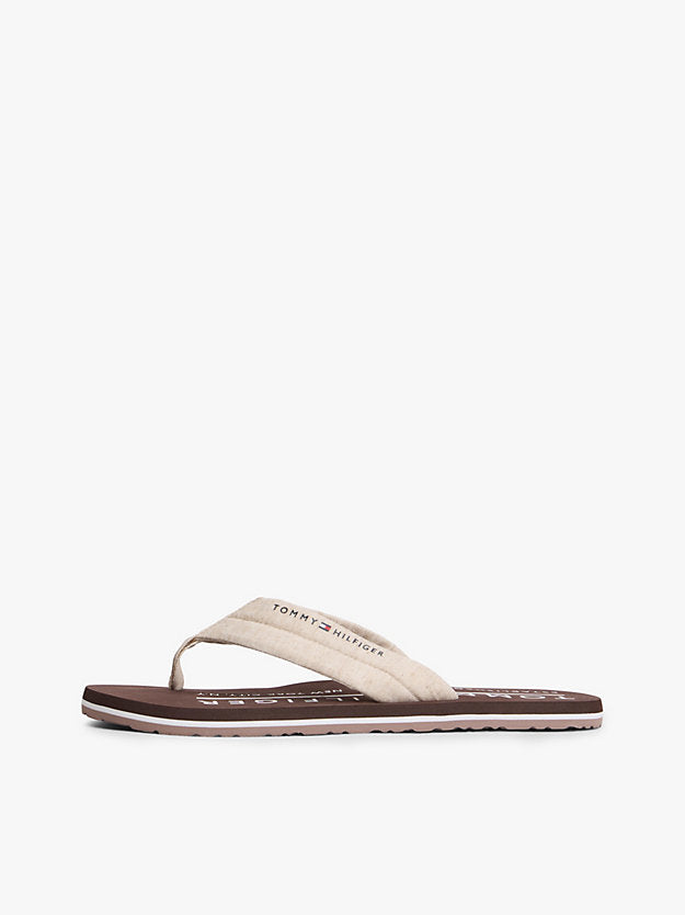 Pure Linen Chambray Jacquard Flip-Flops