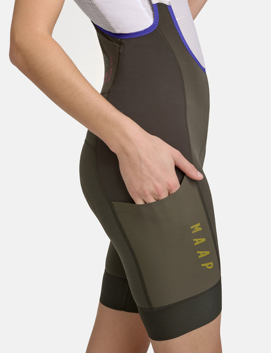 Womens Alt_Road Cargo Bib Shorts - Burnt Olive Green