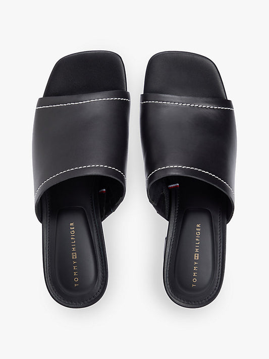 Monogram Leather Block Heel Mules