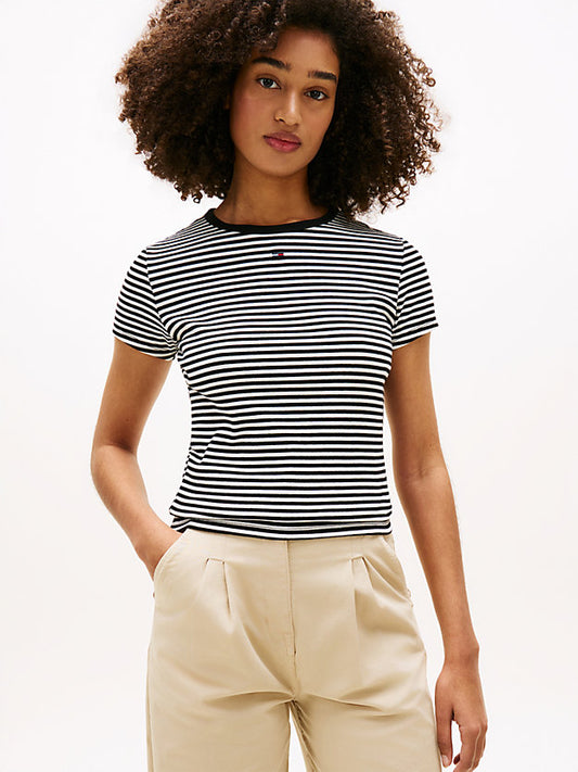 Ribbed Slim Crew Neck T-Shirt