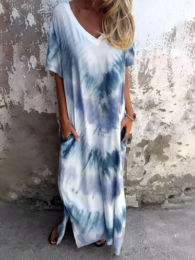Tie-Dye-Kurzkleid mit Taschen in voller Größe