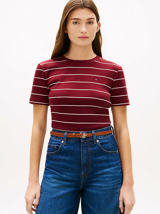 Flag Embroidery Slim Crew Neck T-Shirt