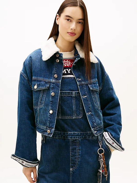 Girl Padded Denim Oversized Trucker Jacket