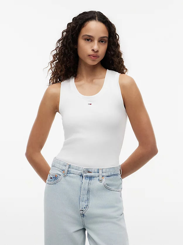 Ribbed Scoop Neck Slim Tank Top
