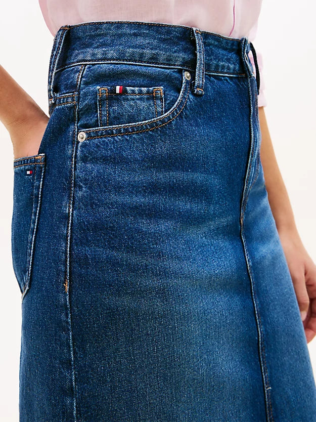 Mid Rise Straight Denim Pencil Skirt