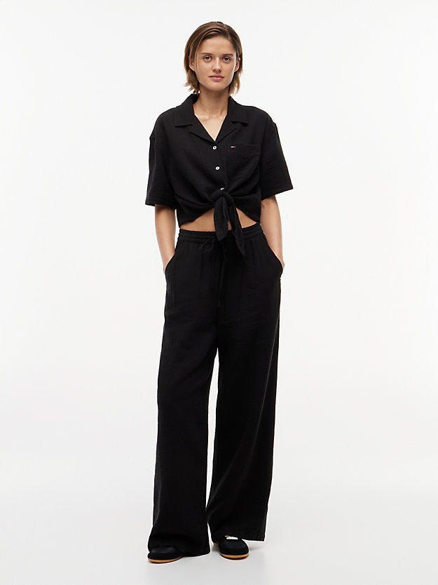 Crinkle Textured Loose Trousers