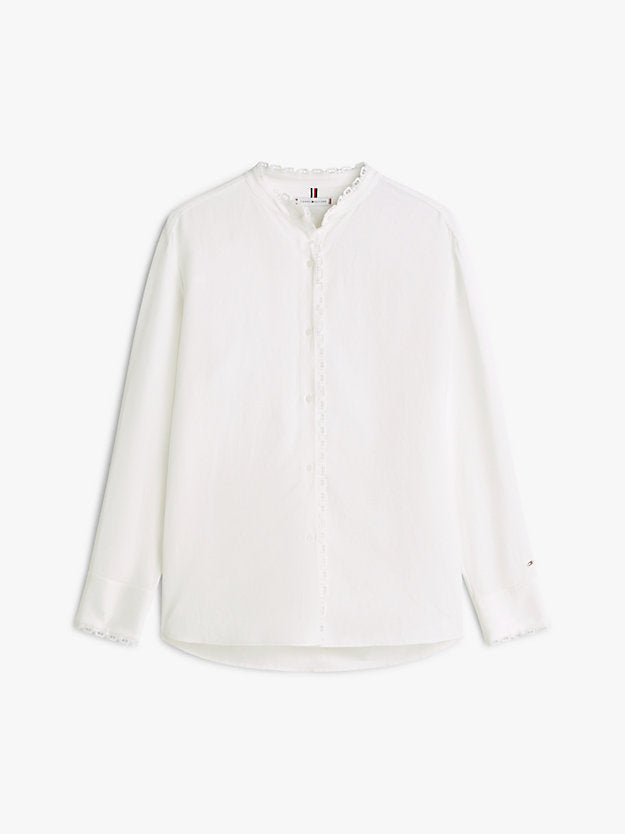Oversized Fit Lace Trim Shirt WiLinen