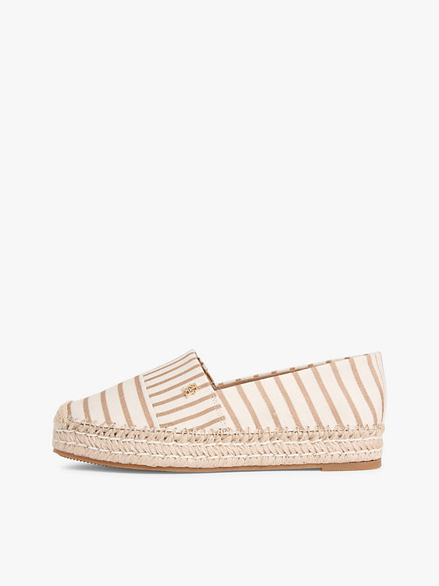 Canvas Stripe Monogram Platform Espadrilles