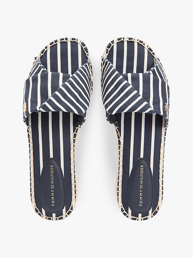 Canvas Monogram Stripe Espadrille Mules