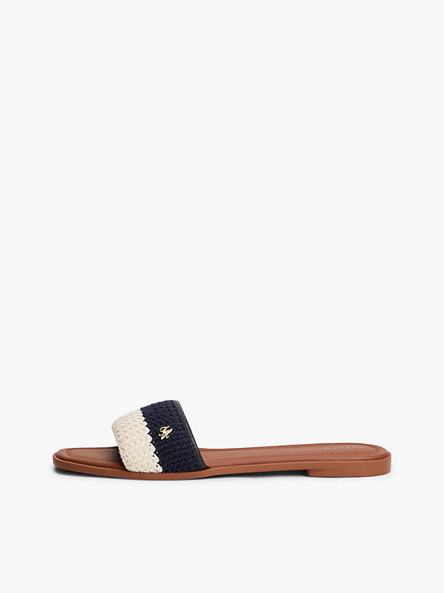 Logo Plaque Colour-Blocked Woven Mules