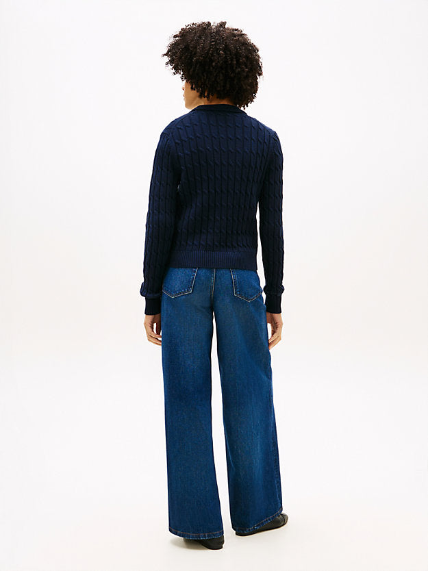 Cable Knit Polo Cardigan
