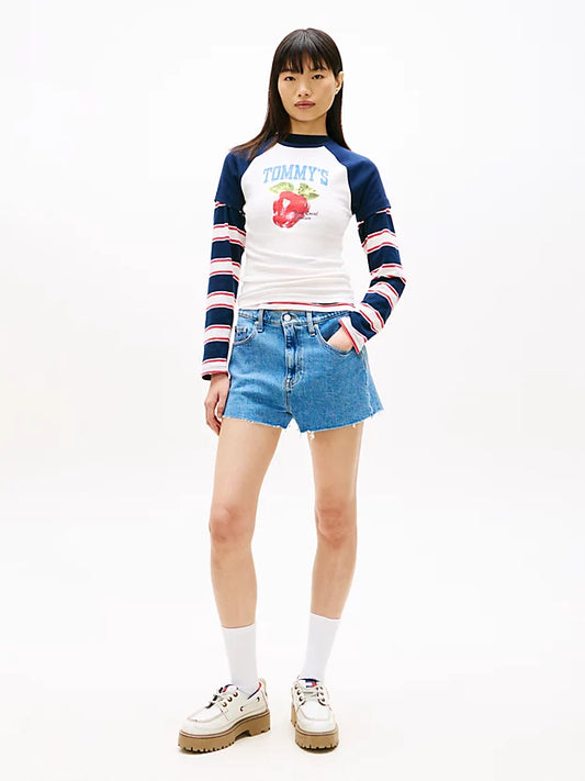 Raw Hem Faded Denim Shorts