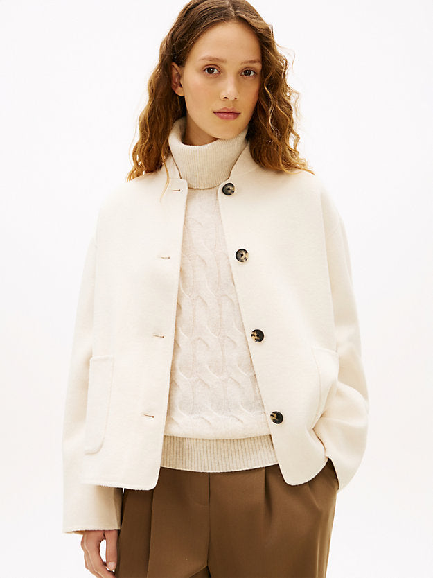 Double-Faced Wool Blend Bomber Jacket