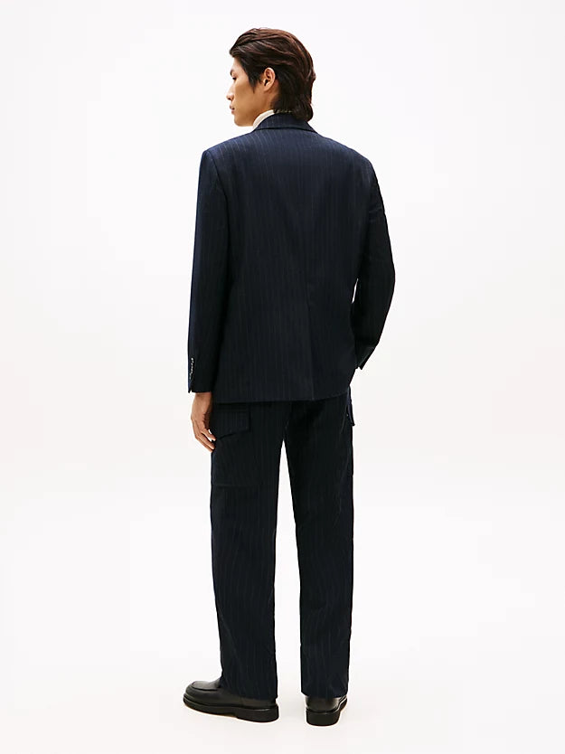 Pinstripe Wool Blend Regular Fit Blazer