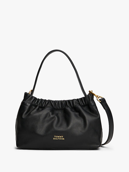 Soft Leather Logo Plaque Crossbody Bag