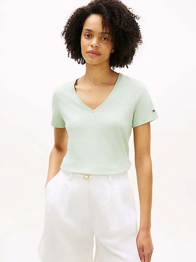 Linen Blend V-Neck T-Shirt