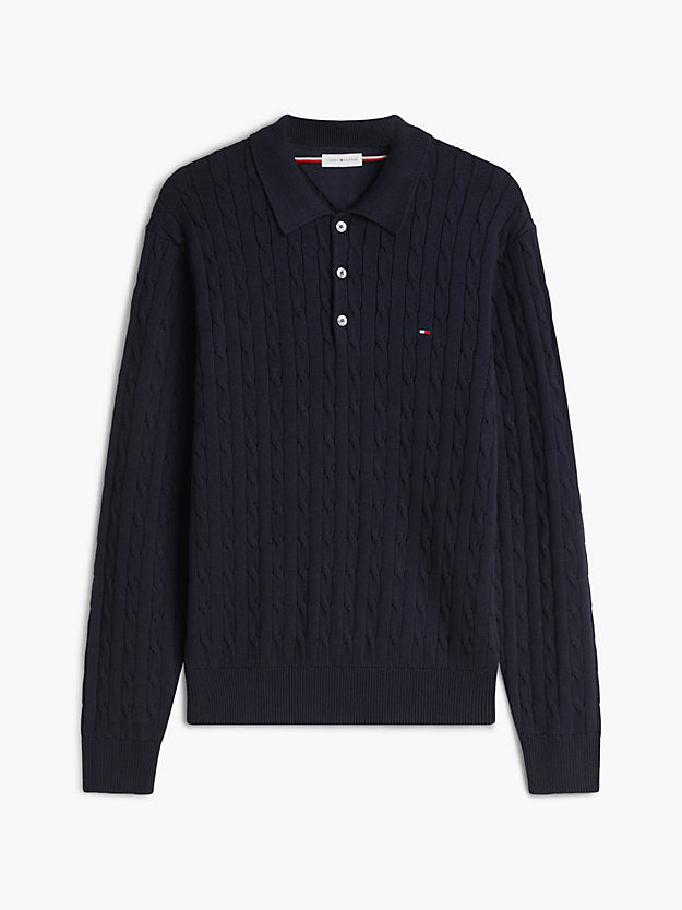 Cable Knit Polo Jumper