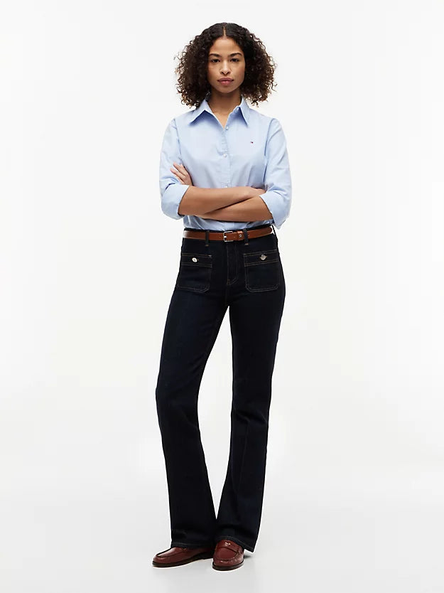 Patch Pocket Mid Rise Bootcut Jeans