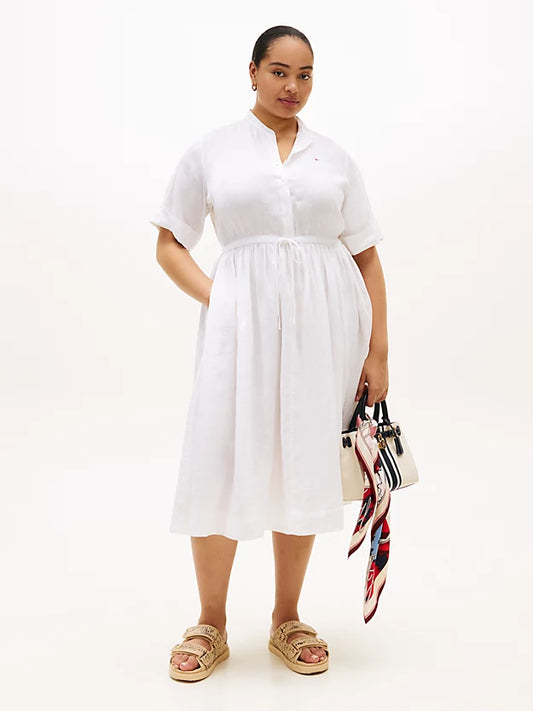 Curve Pure Linen Midi Shirt Dress