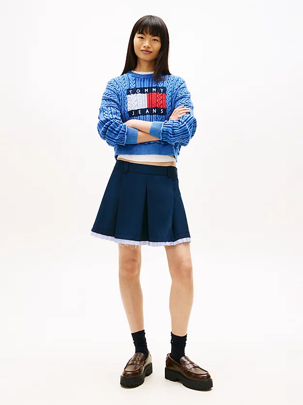 Intarsia Flag Badge Cable Knit Jumper