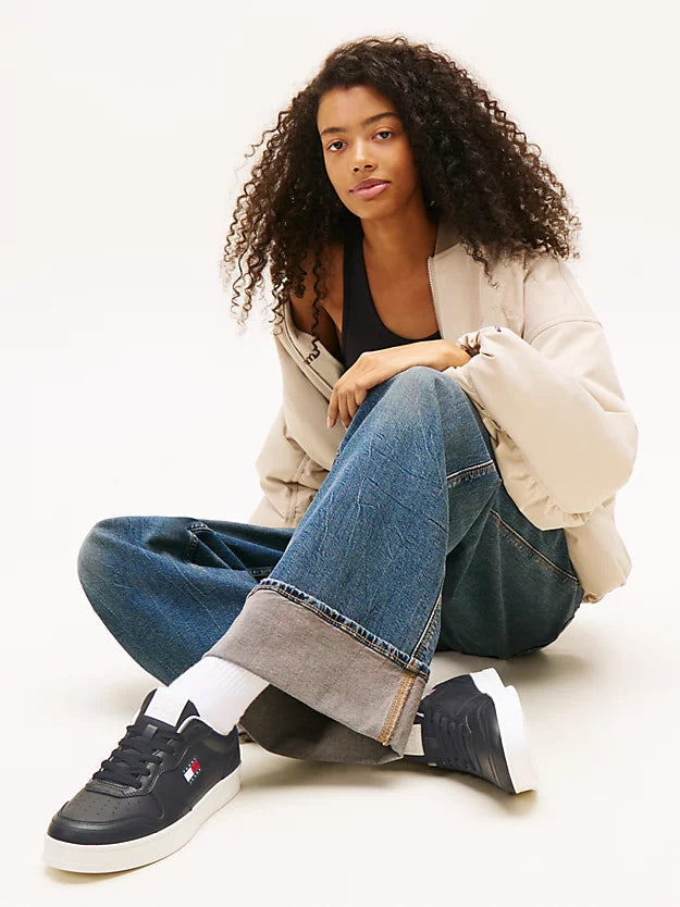 The Greenwich Leather Contrast Heel Trainers