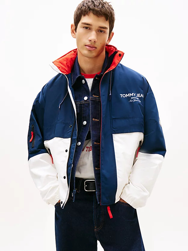 Water Repellent Colour-Blocked Oversized Windbreaker