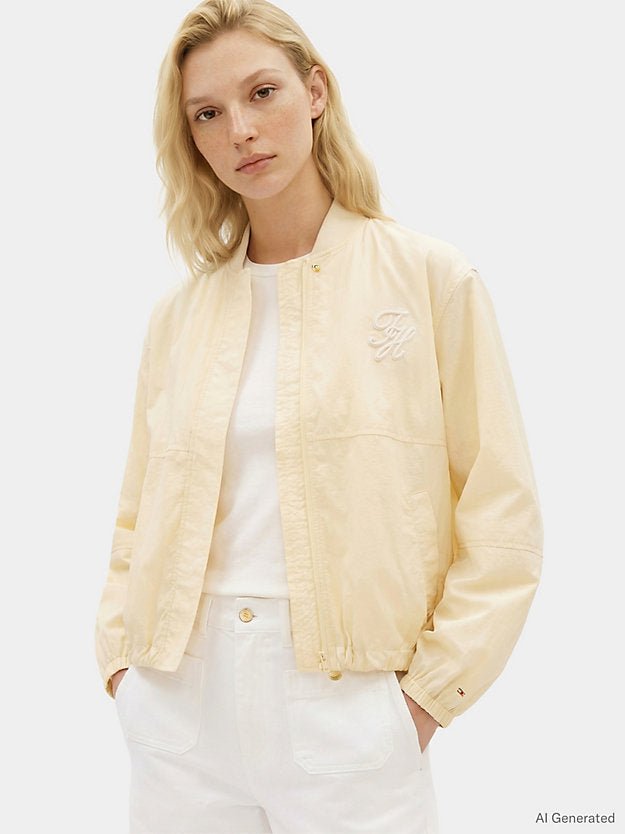 Logo Embroidery Balloon Sleeve Bomber Jacket