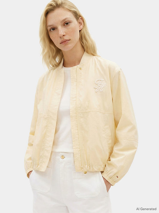 Logo Embroidery Balloon Sleeve Bomber Jacket