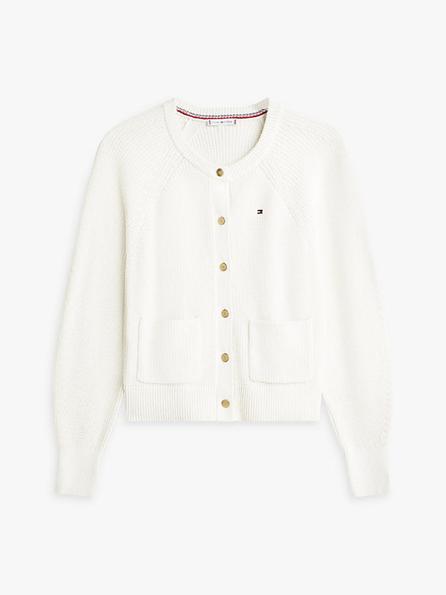 Gold-Tone Button Relaxed Cardigan