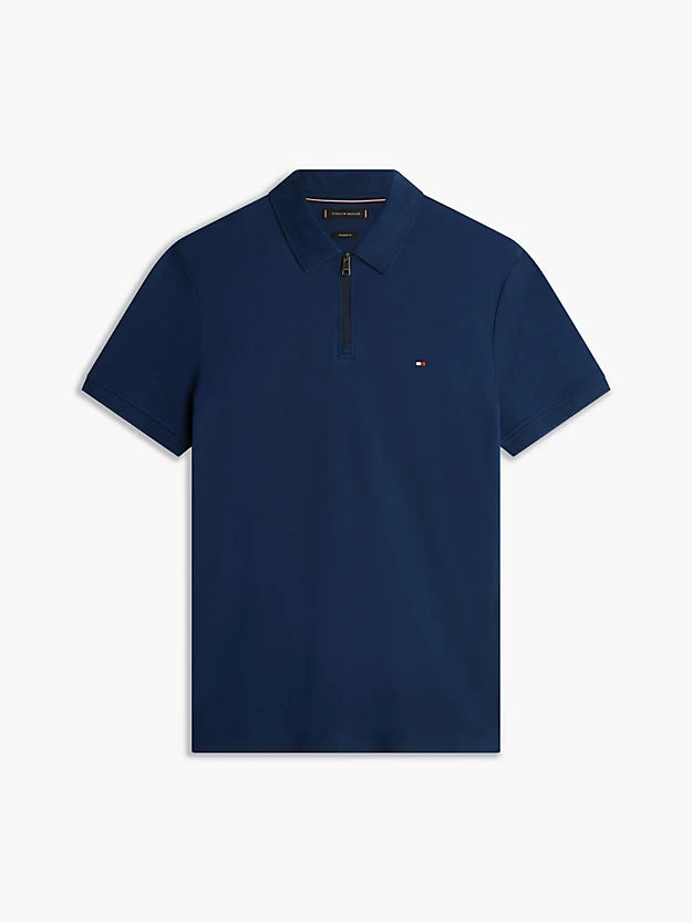 Regular Fit Interlock Knit Zip Polo Shirt