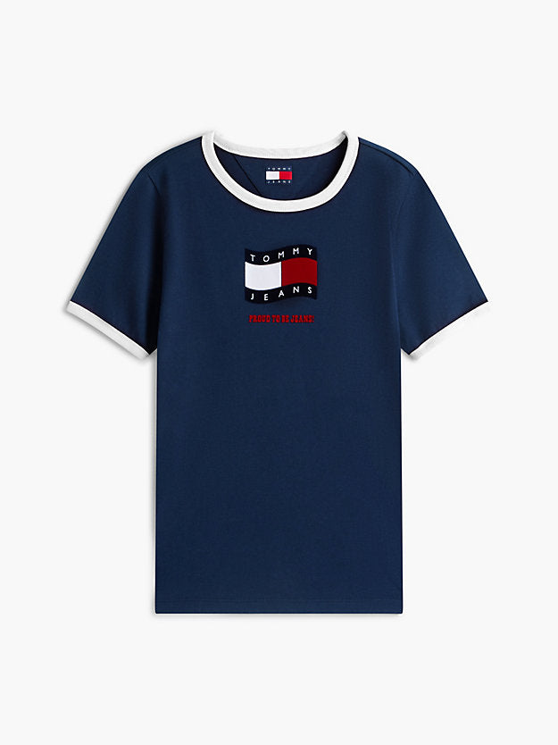 Wavy Flag Contrast Ringer T-Shirt