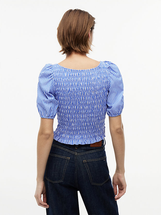 Smock Poplin Slim Short Sleeve Blouse