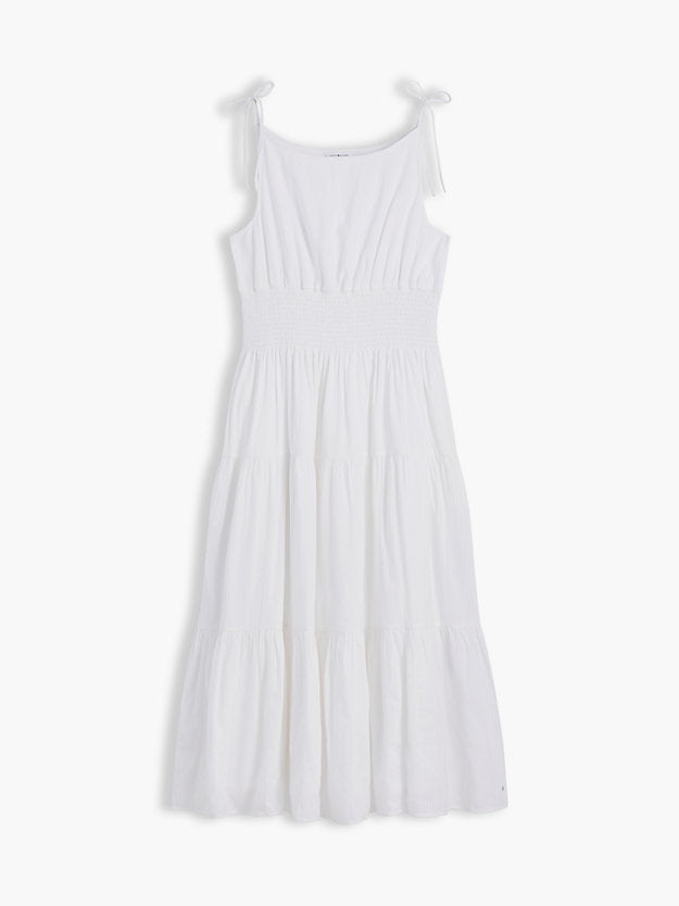 Self-Tie Strap Smock Midi Dress