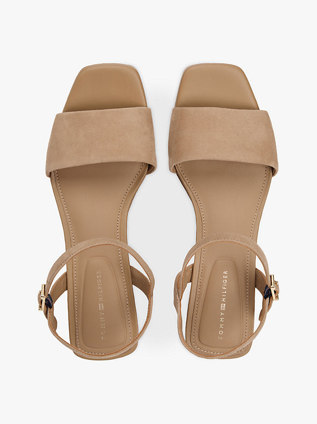 Suede Monogram Wedge Sandals