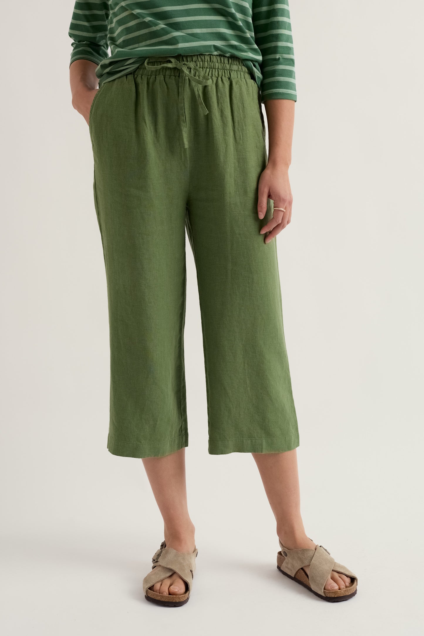 Tide Flow Wide Leg Linen Crops