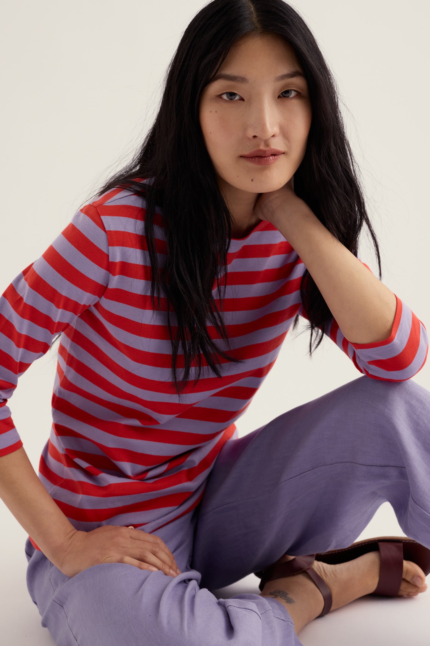 Sailor 3/4 Sleeve Top in GOTS-Certified Organic Cotton Jersey